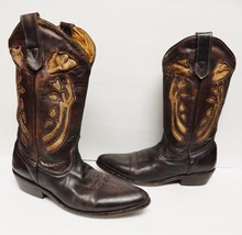 Oak Tree Bench Made Series Boots Western Cowboy Leather Inlay Brown Wome... - $78.00