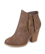 Journee Collection Womens 7.5 M Brown Vally Block Heel Ankle Booties NIB... - $53.76 CAD