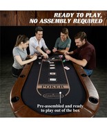 Poker Table Casino Style 10 Player Table with Padded Rails and Steel Cup... - $371.15