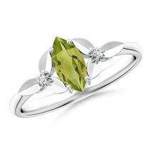 ANGARA 8x4mm Natural Peridot Solitaire Ring in Sterling Silver (Size-8x4mm) - £234.87 GBP