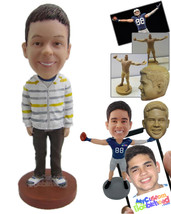 Personalized Bobblehead School Boy Wearing Jacket And Jeans - Parents &amp; Kids Bab - £67.94 GBP