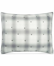 Martha Stewart Collection Cotton Reversible Plaid Mist  Grey Quilted Standard - £17.40 GBP