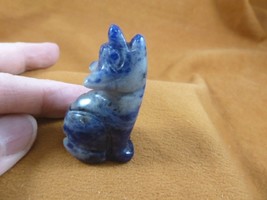 (Y-COY-SI-557) blue gray COYOTE gemstone carving FIGURINE I love baby CO... - £11.01 GBP