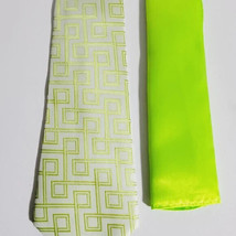 New KaiLong Mens Hand Made Silk NeckTie Green Solid silk handkerchief - £25.33 GBP