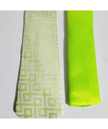 New KaiLong Mens Hand Made Silk NeckTie Green Solid silk handkerchief - £25.21 GBP