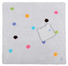 Kashwere Baby Blanket Polka Dot Baby Blue with Bear Cap - $98.00