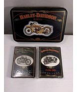 NOS Vintage 1997 Harley Davidson Playing Cards 2 NEW SEALED DECKS w/ Tin... - £6.06 GBP