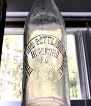 Bradford Bottling Works PA Glass Bottle Beer 9.75” Vtg Embossed Pennsylv... - $24.74