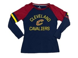 Cleveland Cavaliers Shirt Womens Medium Navy Red Raglan Fanatics Long Sleeve EUC - $22.03