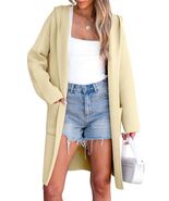 ANRABESS Women Cardigan Open Front Knit Hoodie Sweater Coatigan XS Beige - $211.24 MXN