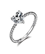Sterling Silver Heart Ring  with 1 Carat Moissanite Gemstone - $159.00