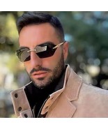 Rimless Men Sunglasses 2025 Fashion Luxury Brand Curved Lens Summer Trav... - $26.40 CAD
