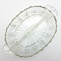 Vintage Anchor Hocking Glass Oyster and Pearl Divided Oval Relish Dish C... - $21.60