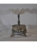 Cut Glass Fruit Bowl or Candy/Nut Dish on Silver Pedestal - $1,873.92 MXN