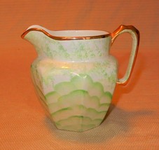 Antique Price Brothers pitcher made in England green &amp; white opalescent pattern - £35.26 GBP