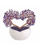 Amethyst Crystal Heart Money Tree Healing Gemstone Bonsai Ornament for W... - £58.12 GBP