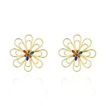 Big Flower Stud Earrings Women 2021 Fashion Jewelry Wholesale Rhinestone Gold Co - £18.51 GBP