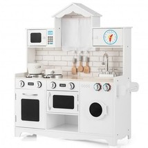 Wooden Kids Kitchen with Washing Machine - Color: White - £150.72 GBP