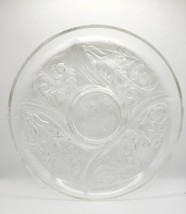 Round Clear Glass Vintage Divided Vegetable Tray Platter - Embossed with Flowers - £7.75 GBP