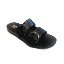 Fit Flop Graccie Slides Womens Size 5 Slip On Leather Sandals All Black - £46.98 GBP