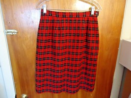 Womens Vtg.Pendleton Size 10 P Red &amp; Black Check 100% Virgin Wool Skirt - £23.15 GBP