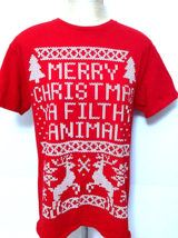Mens Merry Christmas Ya Filthy Animal Sz Med M Graphic Tee T-Shirt Home ... - £10.81 GBP