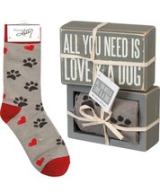 Primitives by Kathy Box Sign/Sock Set - All You Need is Love and a Dog - £9.50 GBP