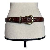 Harken Vintage Brown Croc Genuine Leather Belt With MCM Solid Brass Size L - £54.60 GBP