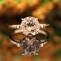 10mm 3.50CtMorganite Solitaire Engagement Fleur-de-Lis Ring 14k Rose Gold Plated - £89.91 GBP