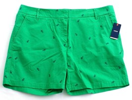Izod Green with Pineapple Print Cotton Casual Shorts Women&#39;s NWT - £39.37 GBP