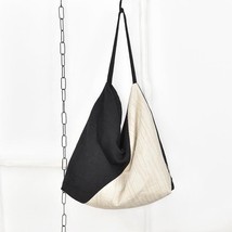 Simple Cotton Linen Women Bag 2022 New Black And White Light Portable Shoulder B - £59.37 GBP