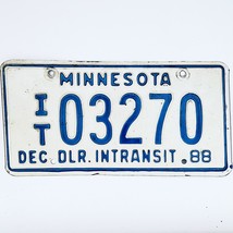 1988 United States Minnesota In Transit Dealer License Plate IT 03270 - $12.86
