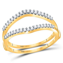14k Yellow Gold Round Diamond Ring Guard Wrap Enhancer Wedding Band 1/4 Cttw - £525.97 GBP
