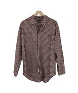 Dockers red white retro checked plaid patch pocket button down shirt large - £15.84 GBP