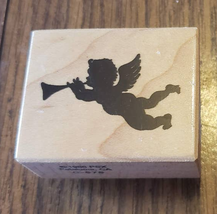 PSX Angel Cherub Playing The Trumpet Silhouette Rubber Stamp  # C-876 - £4.45 GBP