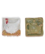 Artist Karen Fincannon 2&quot; Handmade Glazed Ceramic Tiles Chicken Teapot - $13.56 CAD