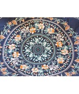 Indian Tablecloth/Tapestry Navy Blue &amp; Orange Floral Square 56x53 - £12.42 GBP