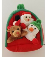 Unipak 4 piece Christmas Plush Set -Santa&#39;s House Tote -  Reindeer Santa... - £12.44 GBP