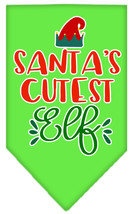Santa&#39;s Cutest Elf Screen Print Bandana Lime Green Small - £9.11 GBP