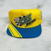 Vintage #90 CTS Racing Snapback Hat Big Logo Yellow Blue Needle Embroidered - £31.61 GBP