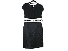 Tahari Maurice Dress Black White Womens Size 6 Sheath Lined Mesh Keyhole NWT - £15.36 GBP