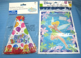 Disney Tinker Bell Party Loot Bags &amp; Happy Birthday Party Hats 72&quot; Decoration - £7.86 GBP