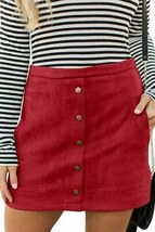 Meyeeka Womens Faux Suede High Waist A-line Mini Skirt with Pocket, Size XL - £23.98 GBP