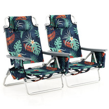 2 Pieces Folding Backpack Beach Chair with Pillow-Multicolor - Color: Mu... - €136,46 EUR
