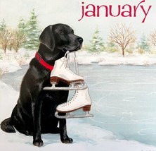 Labrador Ice Skates January Dog Days Poster Calendar 14 x 11&quot; Art Leigh ... - £23.66 GBP