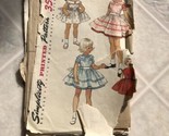 1946 SIMPLICITY #1825 - GIRLS BEAUTIFUL POOF DRESS &amp; PINAFORE PATTERN  sz 4 - $17.19