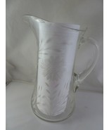 Vintage Etched glass pitcher 9.5&quot; x  7&quot;  Floral design - $404.14 MXN