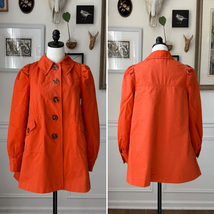 Anthropologie Elevenses Beltless Trench Jacket Orange Coat Tortoise Butt... - $32.40