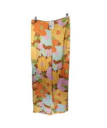 Womens Boho Floral Satin Flared Wide Leg High Rise Pants Sz 0X Plus F21 ... - $63.11