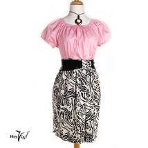 Vintage 80s Maren Pencil Mini Skirt in Black &amp; White Animal Print Sz S -... - £23.70 GBP